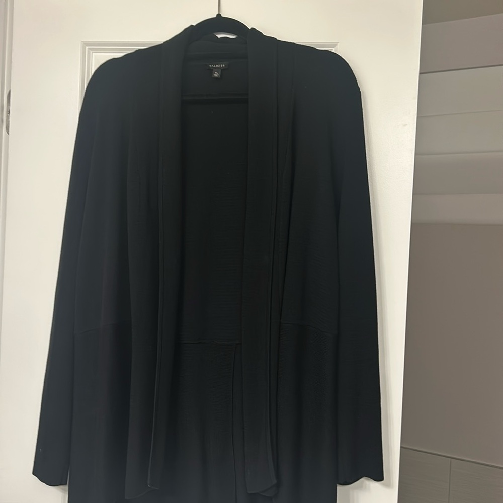 Ladies Black Open Front Cardigan